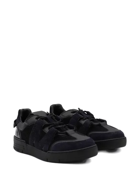 Sneakerși Moschino cu șireturi din piele de căprioară negru