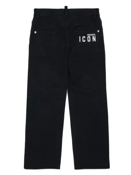 Jeansy straight leg dziecięce Dsquared2 czarne