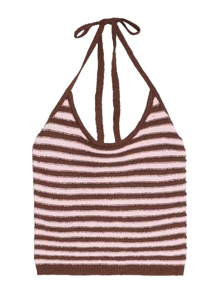 Bershka Top brodat maro închis roz
