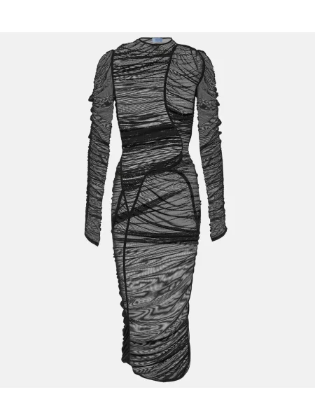 Rochie midi Mugler plasă până la genunchi de costum negru