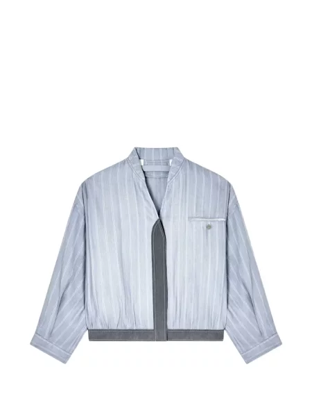 Geacă Giorgio Armani cu imagine cu decolteu în V albastru