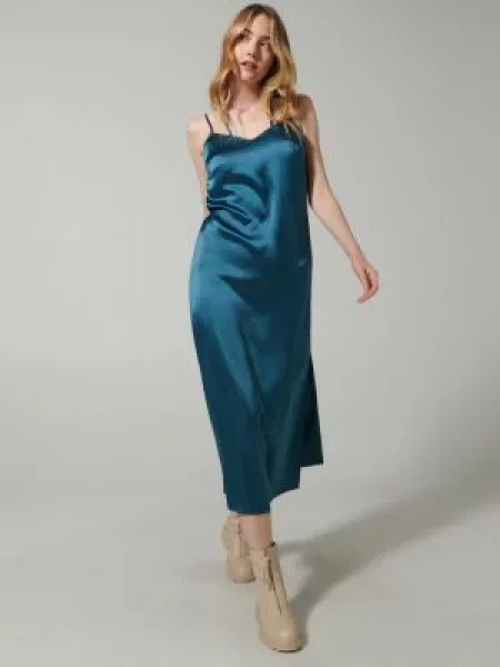 Sinsay Maxi šaty na ramínka Tyrkysová