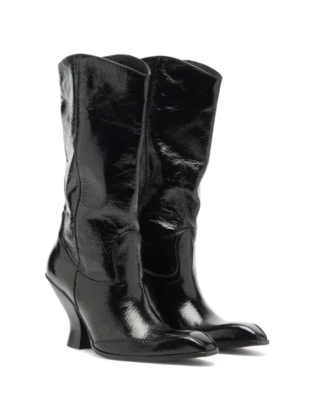 Botine Diesel din piele de lac negru