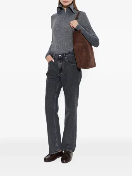 Top Jil Sander cu guler de stand-up gri