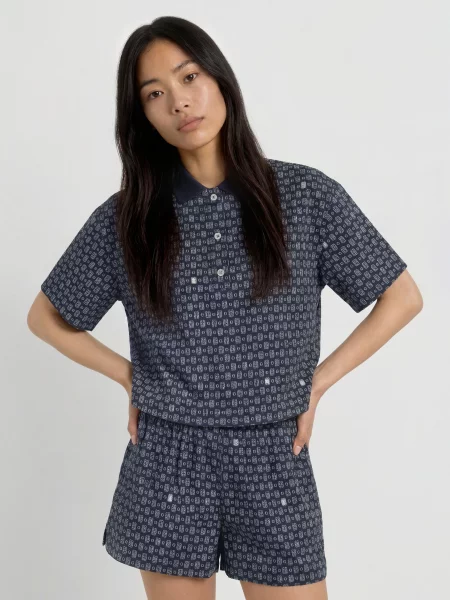 Lacoste Košilová Halenka tmavě modrá bílá