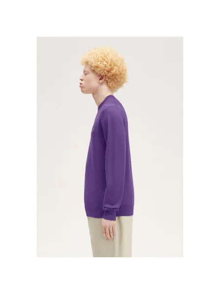 Pulover Fred Perry cu decolteu rotund clasic violet
