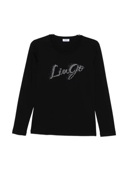 Dzianinowy top Liu Jo z długim rękawem czarny