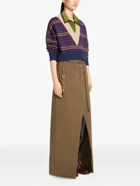 Lung fustă Dries Van Noten maro