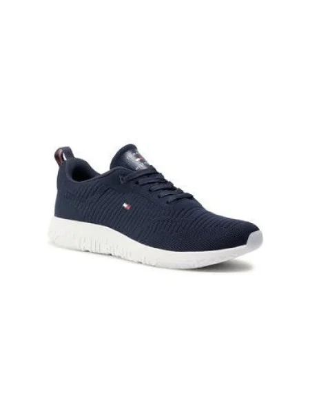 Tommy Hilfiger Sneakersy Corporate Knit Rib Runner Tmavomodrá