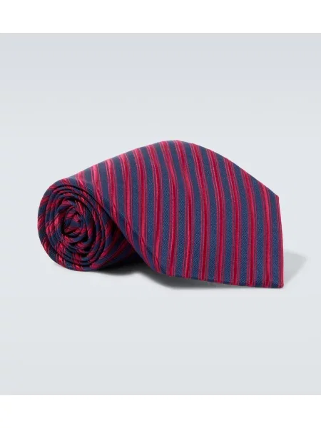 Hedvábná pruhovaná kravata Charvet červená