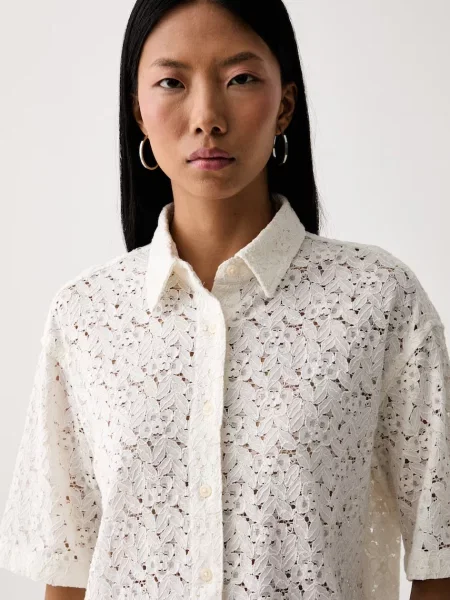 Levi's риза дамска от ажур HARLIE SS LACE бежово