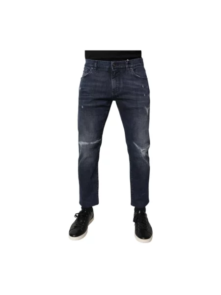 Jeansy Dolce And Gabbana z logo niebieskie