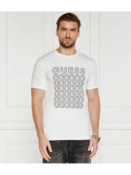 GUESS Tricou G CHAIN alb