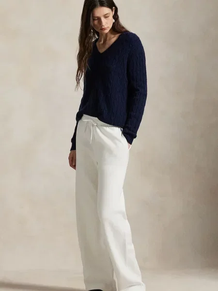 Ralph Lauren Spodnie Kobieta S Knit Open Sweatpants biały