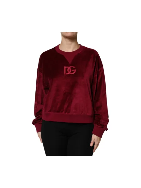 Aksamitna bluza Dolce And Gabbana czerwona
