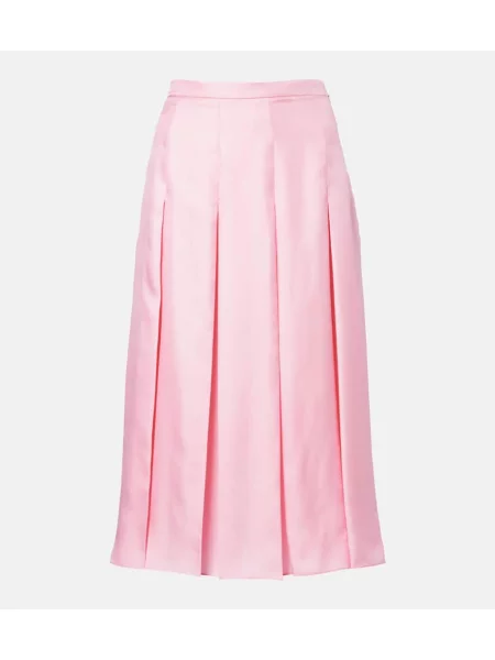 Fusta plisata Gucci de mătase plisată până la genunchi roz