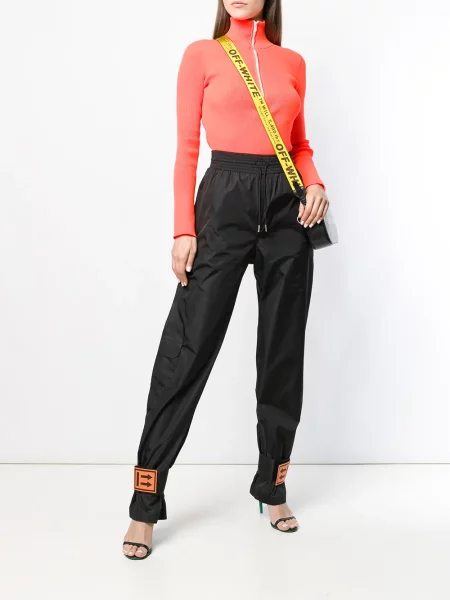 Pantaloni Off-white alergare cu bretele alb