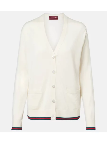 Cardigan Gucci de mătase alb