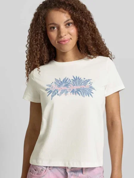 T-shirt o pudełkowym kroju z czystej bawełny model CRISTINA' Pepe Jeans biała