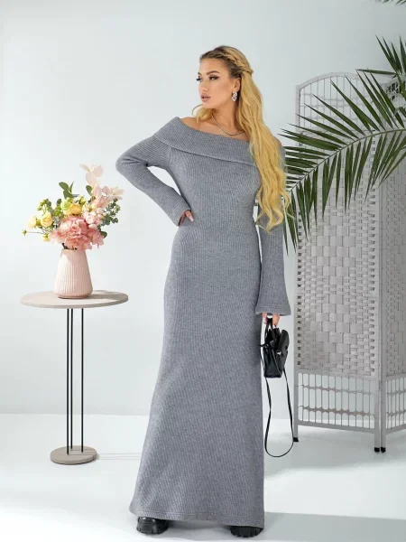 Макси платье Ladylike серое
