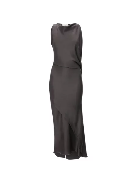 Rochie midi Victoria Beckham asimetrică maro