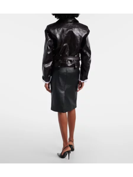 Teacă fustă din piele Saint Laurent negru