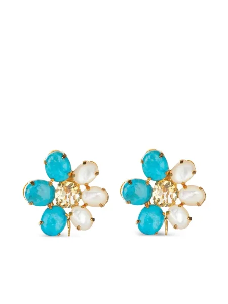 Cercei Bounkit Jewelry cu perle cu model floral albastru