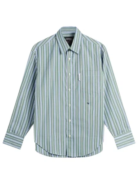 Koszula Hommegirls w paski klasyczna zielona