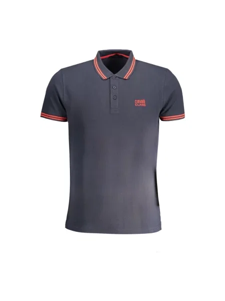 Krótki polo Cavalli Class z krótkim rękawem elegancke niebieskie