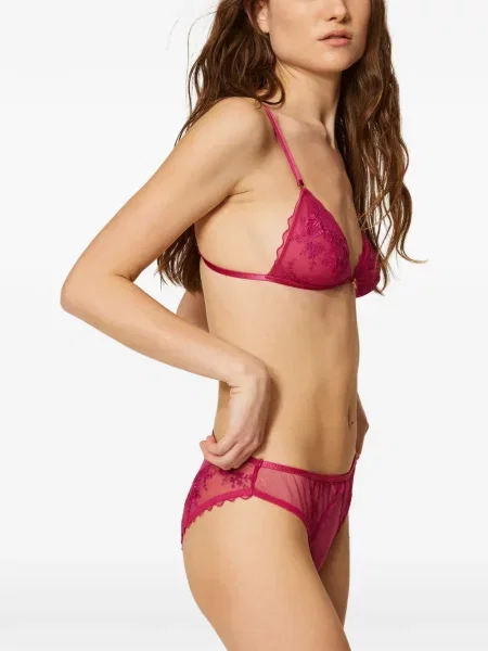 Chiloți briefs Twinset cu model floral din tul roz