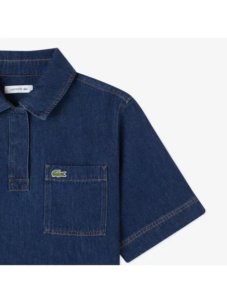 Lacoste Bluzka Z Kołnierzykiem Polo Z Rękawem niebieska