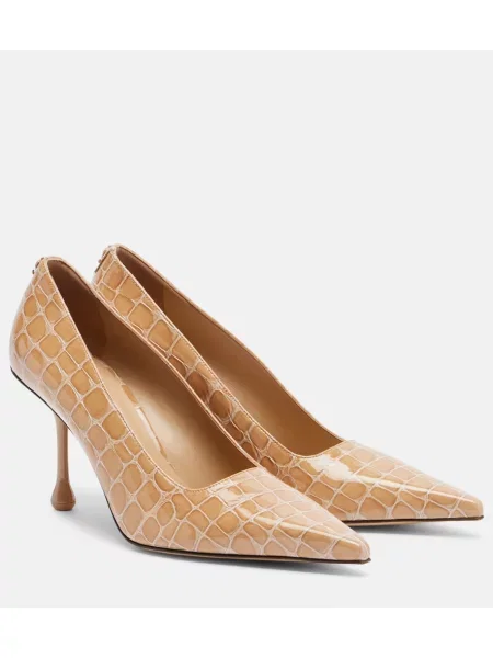 Pantofi cu toc Jimmy Choo din piele de lac bej