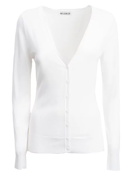 Influencer Geacă tricotată alb