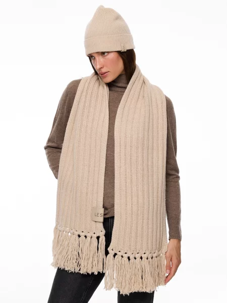 LE SH KA headwear LE SH KA шарф з додаванням кашеміру Beige Cashnere Scarf бежевий