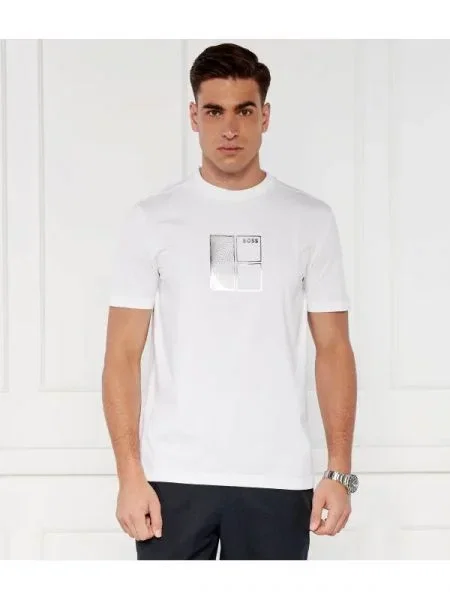 BOSS GREEN Tricou Tee 5 | stretch alb