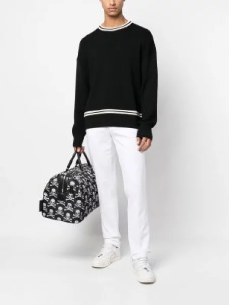 Pantaloni Philipp Plein cu broderie alb
