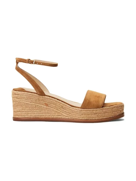 Semišové espadrilky Lauren Ralph Lauren na kline hnedá