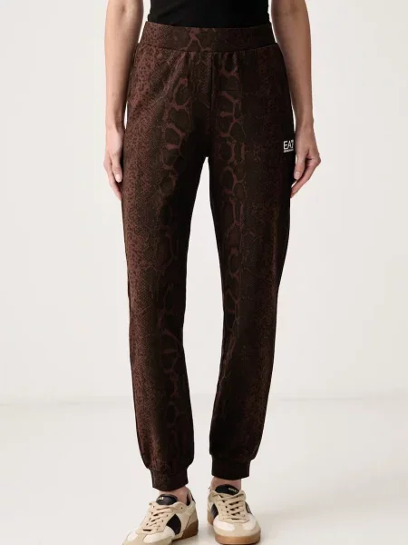 Emporio Armani pantaloni de trening pentru femei cu maro