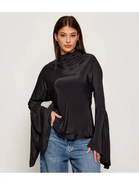 Pinko Bluză BRATZ | Relaxed fit cu adaos de mătase negru