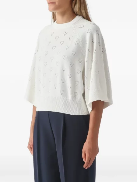 Pulover Twinset cu motiv cu inimi alb