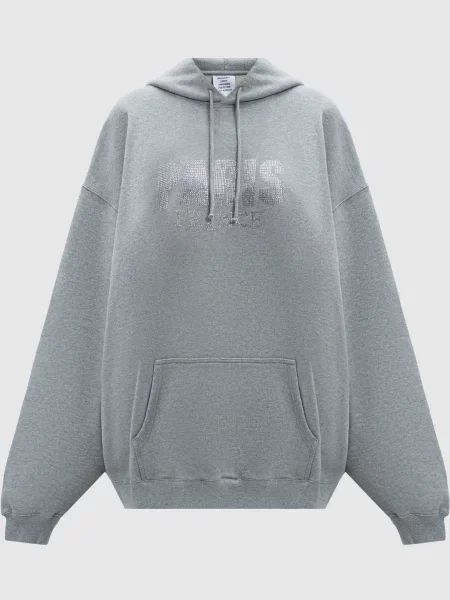 Меланжеве худі з кристалами Vetements сіре