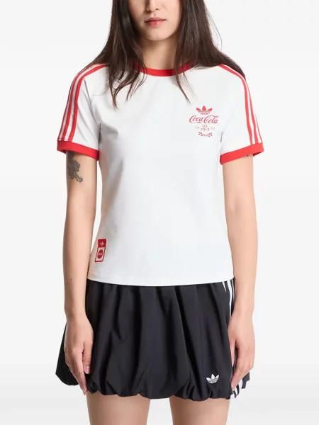 Tricou Adidas cu broderie cu dungi tenis negru