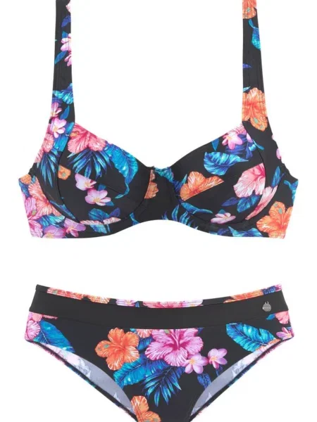 LASCANA Costum de baie două piese mov deschis / portocaliu / roz albastru