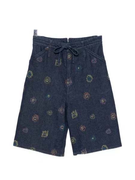 Szorty jeansowe Garçon By Garçon w kwiatki niebieskie