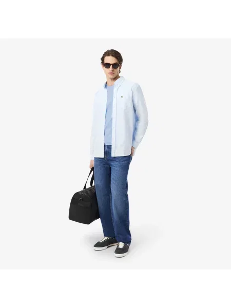 Lacoste T-Shirt Z Grubej Dzianiny Jersey Landscape Crocodile niebieski