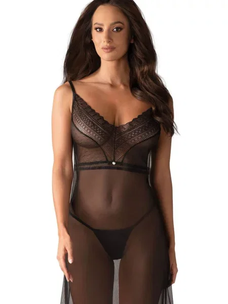 Женская сорочка Комбинация_Obsessive_Estiqua_chemise чорна