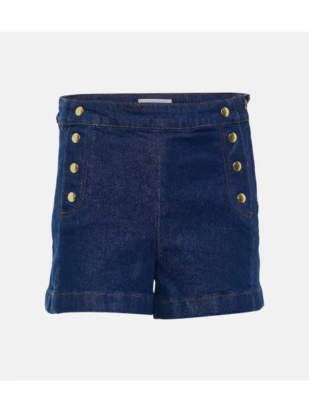 Szorty jeansowe Frame z wysoką talią niebieskie