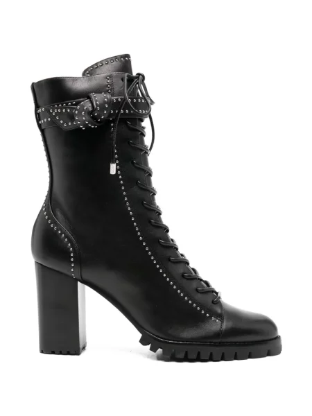 Botine Alexandre Birman cu șireturi din dantelă negru