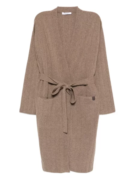 Kardigan Max Mara prążkowany brązowy