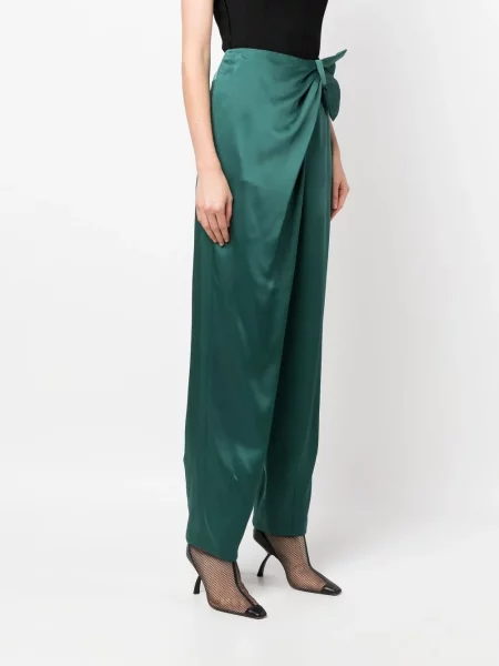 Pantaloni Alberta Ferretti cu funde conici verde